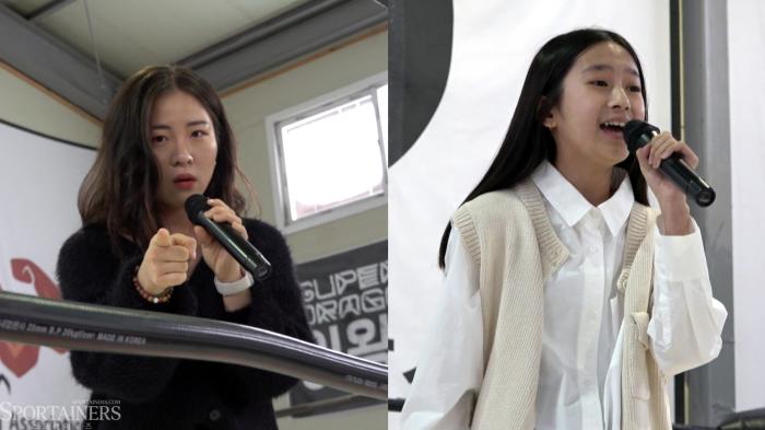 뮤지컬 배우 최유경좌측 아역 배우 이유이우측 축하 무대