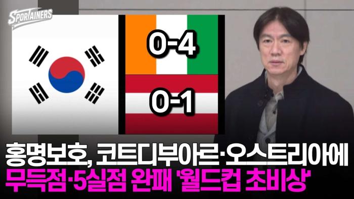 홍명보호, 코트디부아르·오스트리아에 무득점·5실점 완패 '월드컵 초비상' 기사 이미지