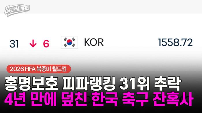 홍명보호 피파랭킹 31위 추락···4년 만에 덮친 한국 축구 잔혹사 기사 이미지